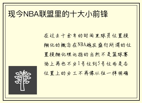 现今NBA联盟里的十大小前锋